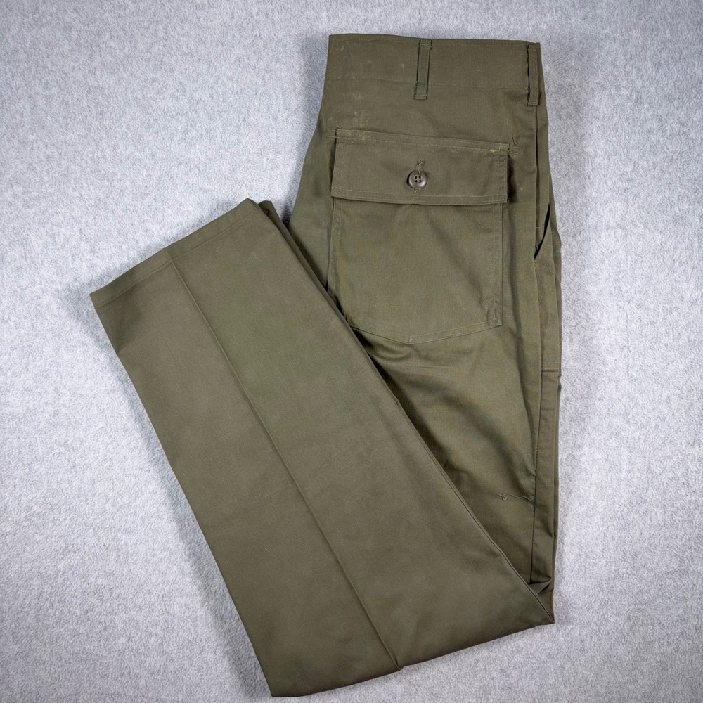 VTG OG-507 Utility Trousers Mens 36x33 (Fits 35x31) Olive Green Solid 1976 USA